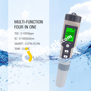 Multifunction S-100 4 In 1 Digital Water Quality Tester Tds / Ec Salinity Temperature Testing Meter